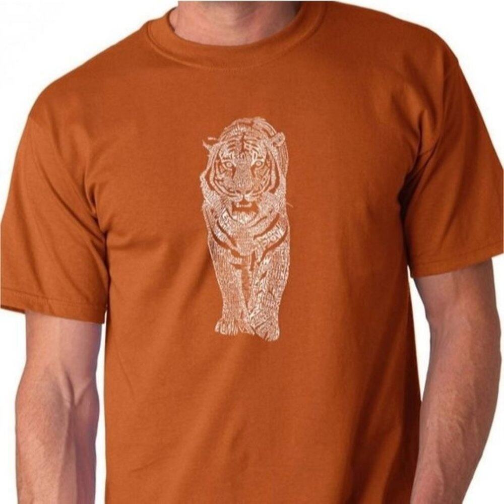 LA POP ART tiger graphic short sleeve shirt endangered species names men's XL‎